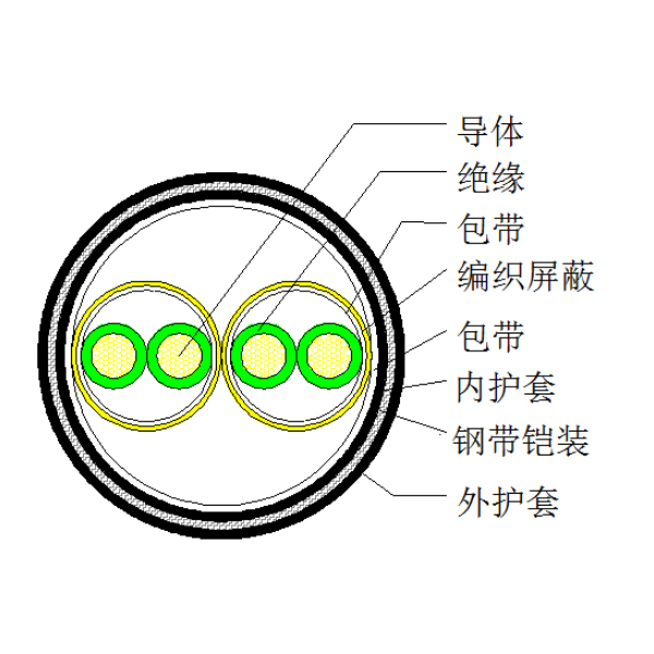 銅芯聚乙烯絕緣編織分屏蔽 鋼帶鎧裝聚氯乙烯護套計算機電纜-DJYPV22-300/500V