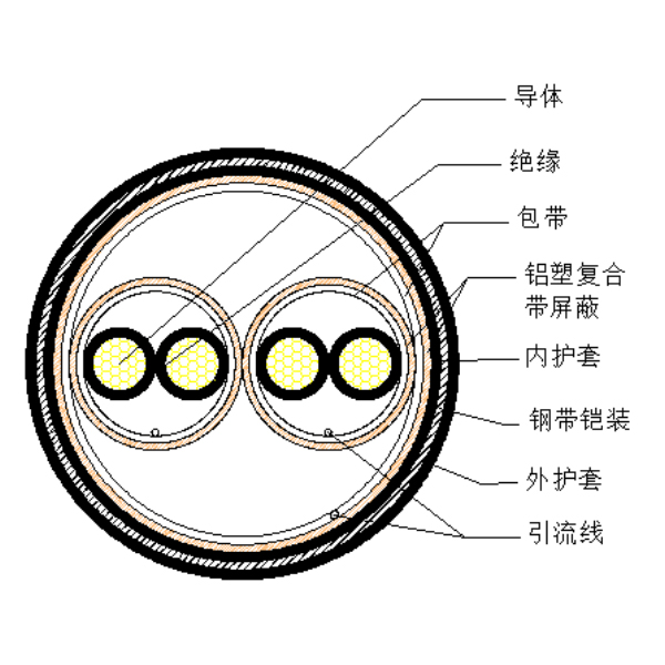 銅芯聚乙烯絕緣鋁塑復合帶繞包分總屏蔽 鋼帶鎧裝聚氯乙烯護套計算機電纜-DJYP3VP3-22-300/500V